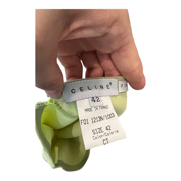 Celine Finition Main Citron Green Blazer Skirt Wool Blend Suit Set Sz 42 France - Picture 6 of 15